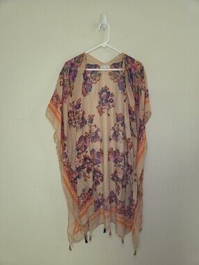Women's Woven Heart Boho Kimono Onesize